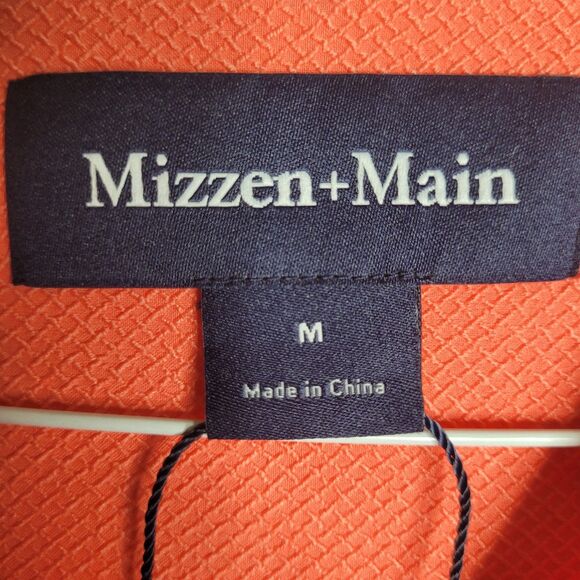 NWOT Mizzen+Main Palmer Camp Shirt Mens M Salmon Peach Linen Blend Stretch Shirt - Picture 12 of 12